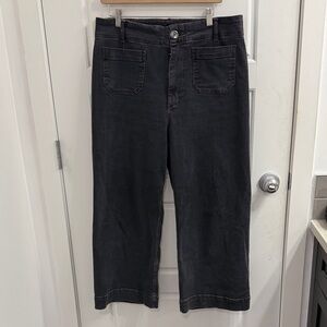 Anthropologie Pilcro The Skipper Size 31 High Rise Crop Wide Leg Black
